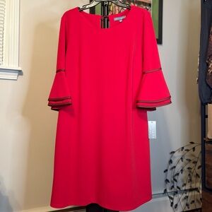 Sharagano Vibrant Red Bell Sleeve Dress